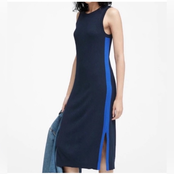 Banana Republic Dresses & Skirts - Banana Republic Navy Dress with Blue Side Stripe